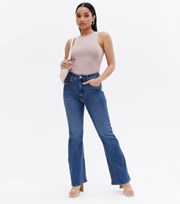 New Look Petite Blue Waist Enhance Quinn Bootcut Jeans